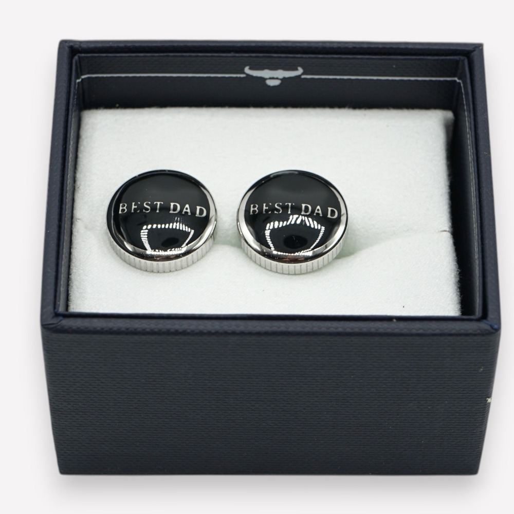 Best Dad Black Stainless Steel Cufflinks